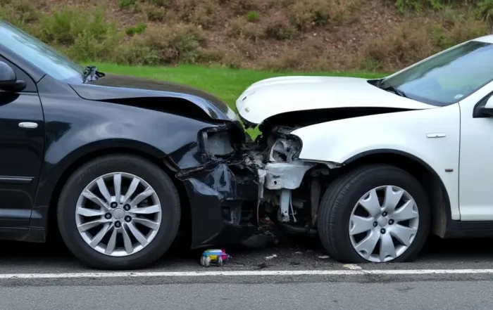 Home 6 A car that has been hit by another car.