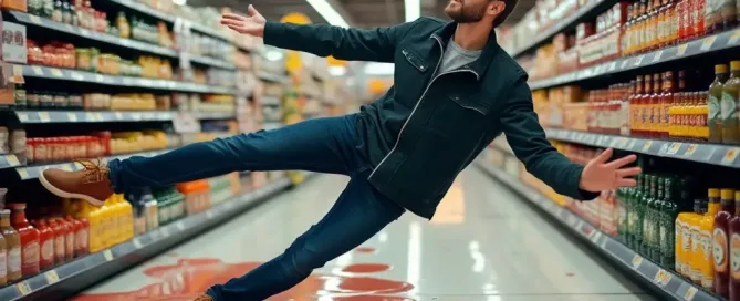 A man is kicking around in the middle of an aisle.