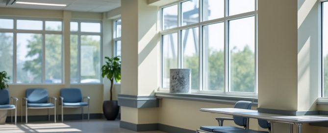 A room with chairs and tables in it