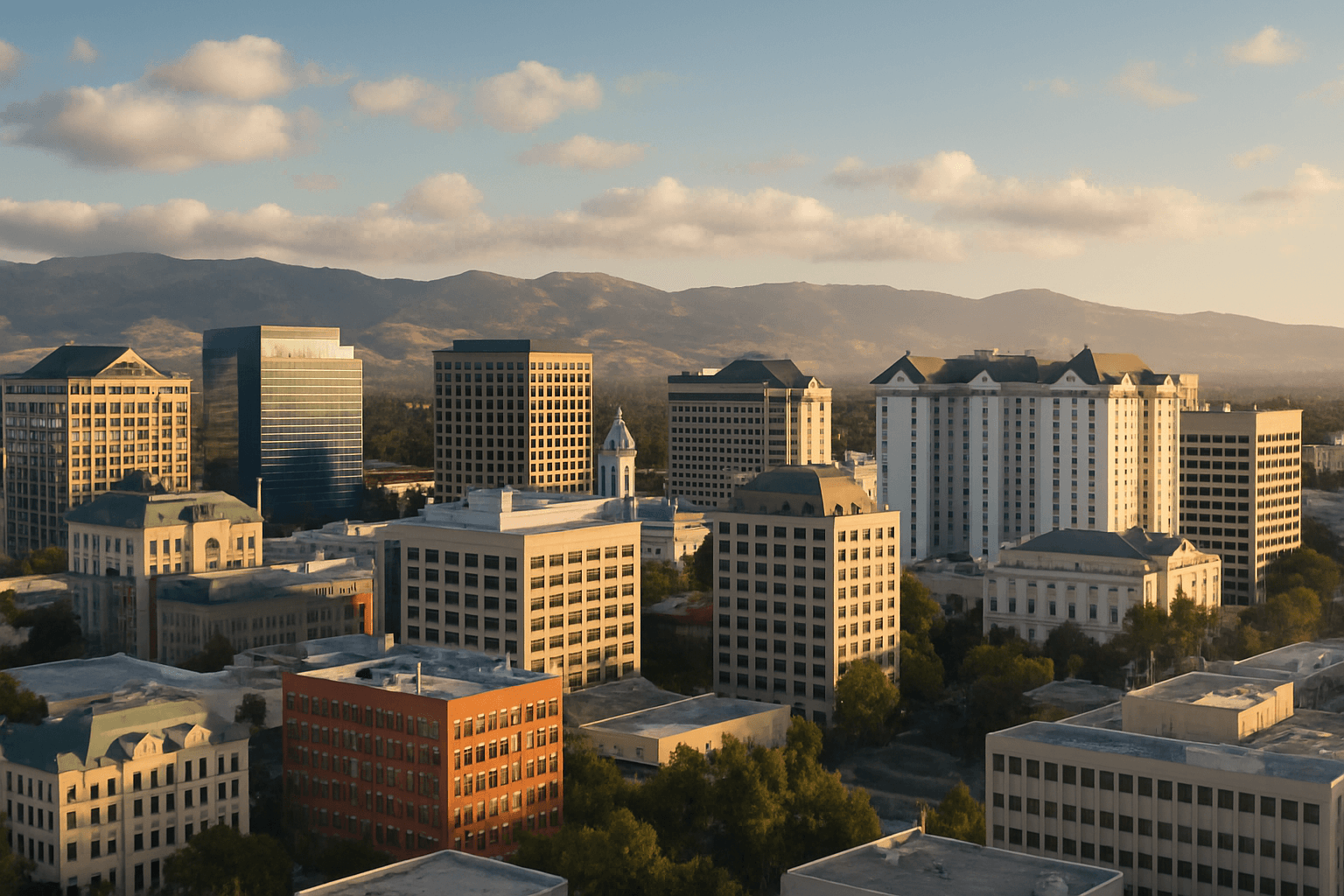 Personal Injury Trial Attorney Locations 5 City skyline with mountains in background.