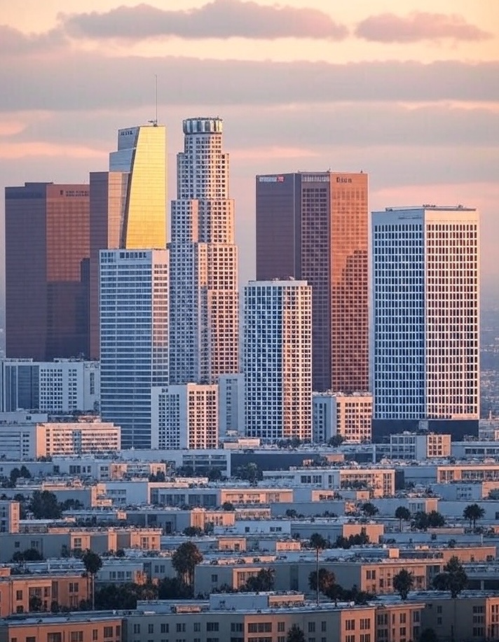 Personal Injury Trial Attorney Locations 21 Los Angeles skyline at sunset.