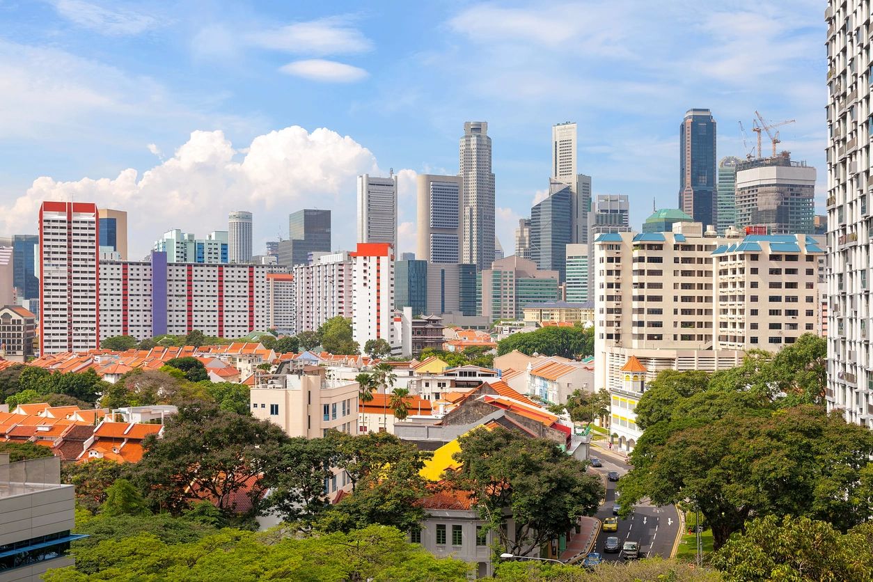 Singapore apartment housing with Central Business District city view daytime Singapore apartment housing with Central Business District city view daytime