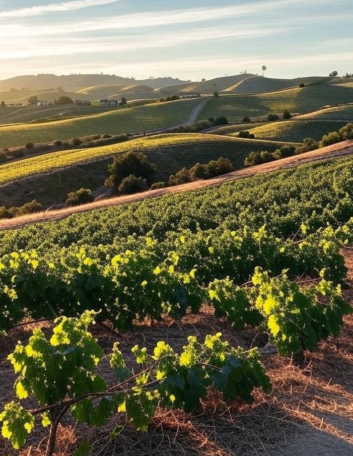 Personal Injury Trial Attorney Locations 32 Vineyard landscape with rolling hills at sunset.