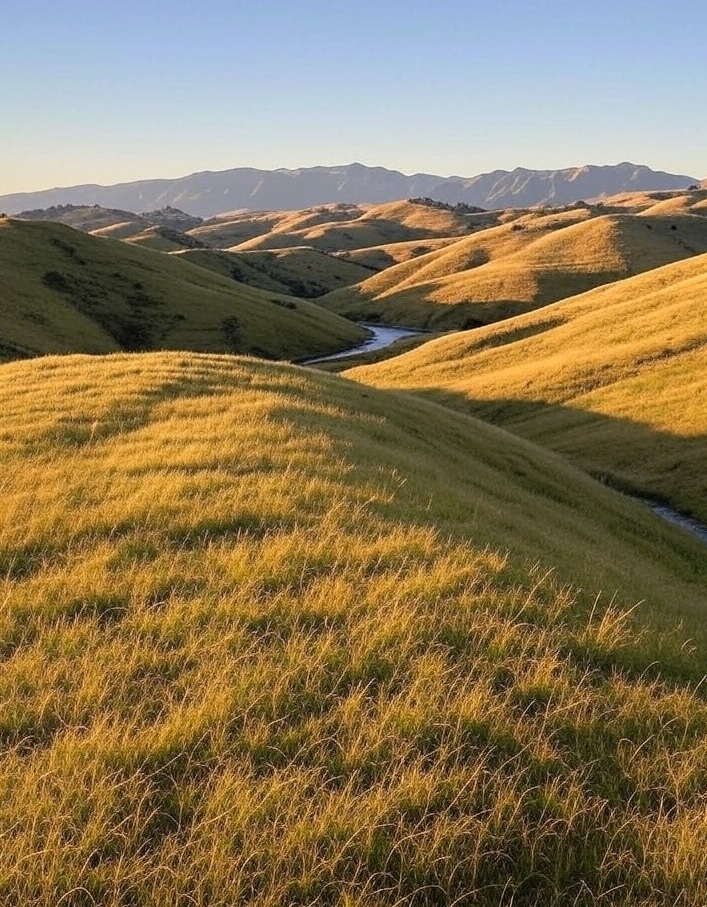 Personal Injury Trial Attorney Locations 45 Golden hills with winding river at sunset.