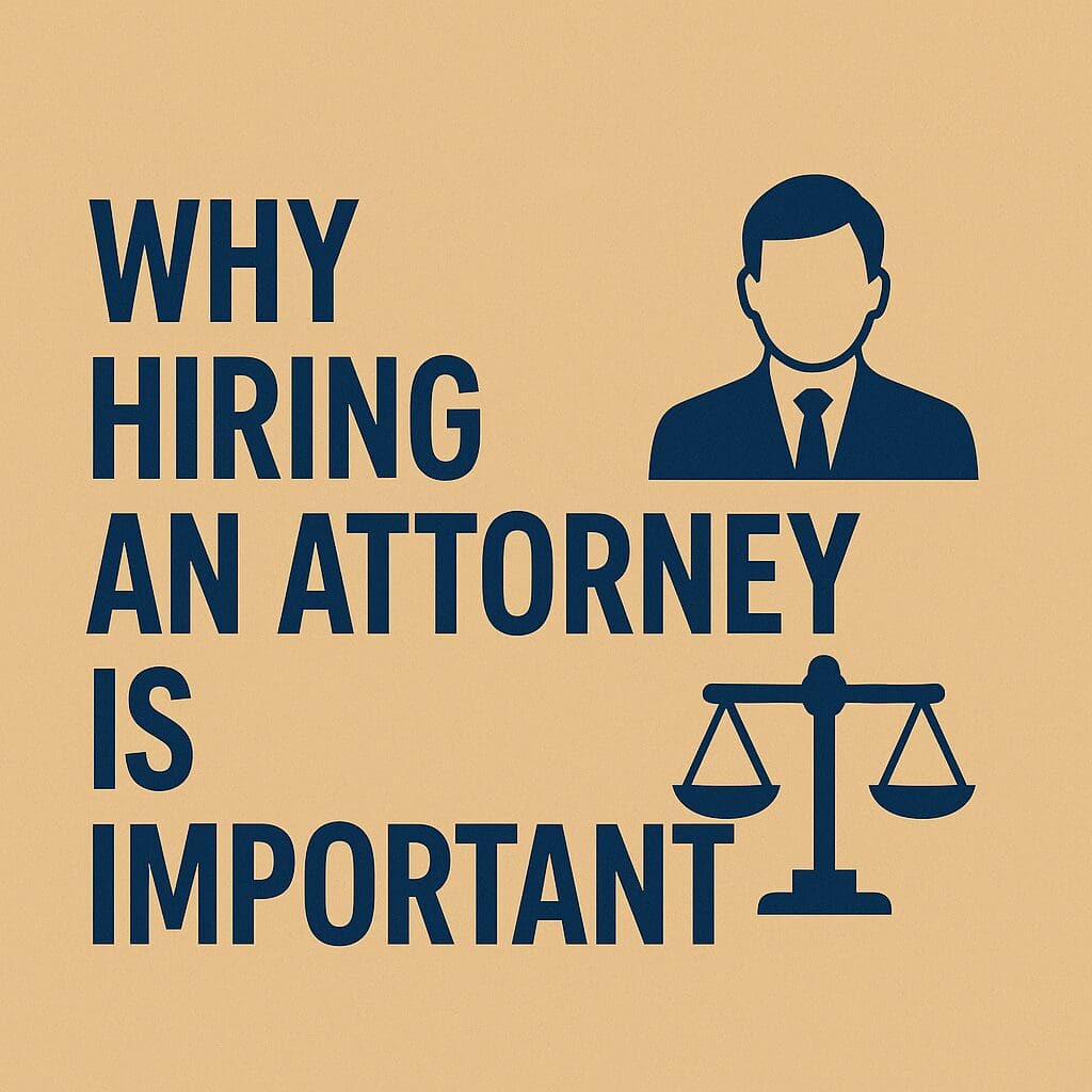 Text: "Why hiring an attorney is important.