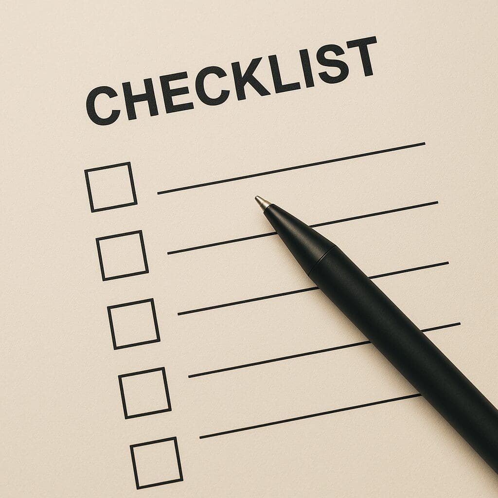 Checklist with pen and empty checkboxes. Checklist with pen and empty checkboxes.